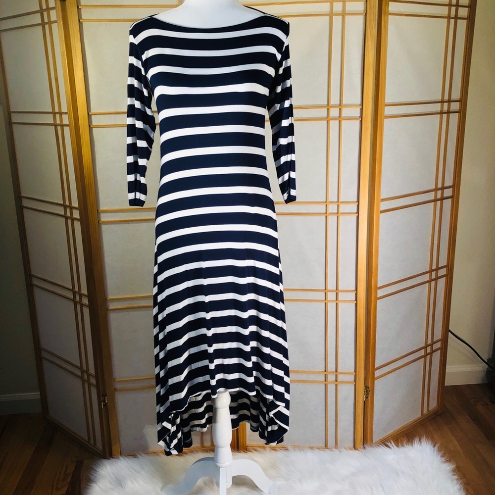 Yala High-Low Striped Midi Dress Sz:M